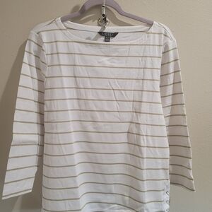 Women's Striped White and Gold Top